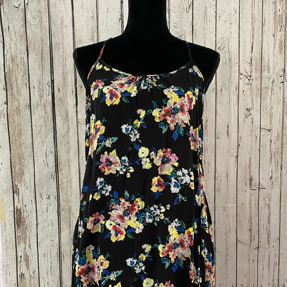 Xhilaration black floral sleeveless dress Sz:L
